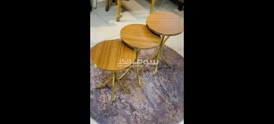 طقم طاولات ثلاثي خشب زان اصلي