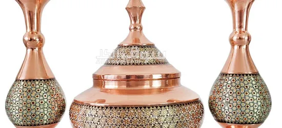 Chocolate bowl and inlaid vase model of copper and inlay