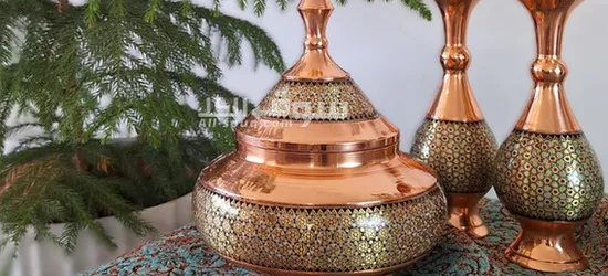 Chocolate bowl and inlaid vase model of copper and inlay - 2