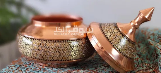 Chocolate bowl and inlaid vase model of copper and inlay - 3
