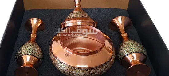 Chocolate bowl and inlaid vase model of copper and inlay - 4